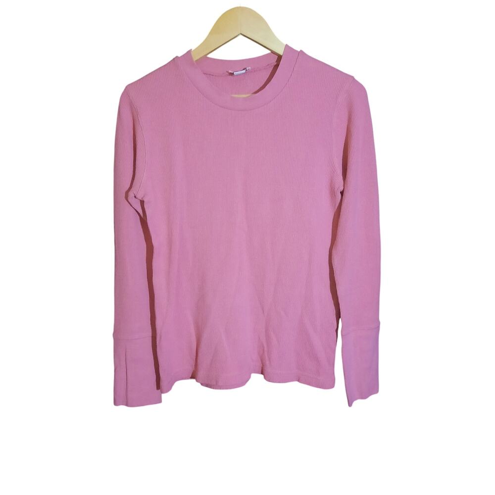 Sundance Womens Catalog Waffle Knit Thermal Extended Long Sleeve Crewneck Size M